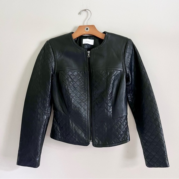 Classic Black Quilted Short Leather Jacket Moto Buttery Lambskin Leather Coat - Picture 3 of 14